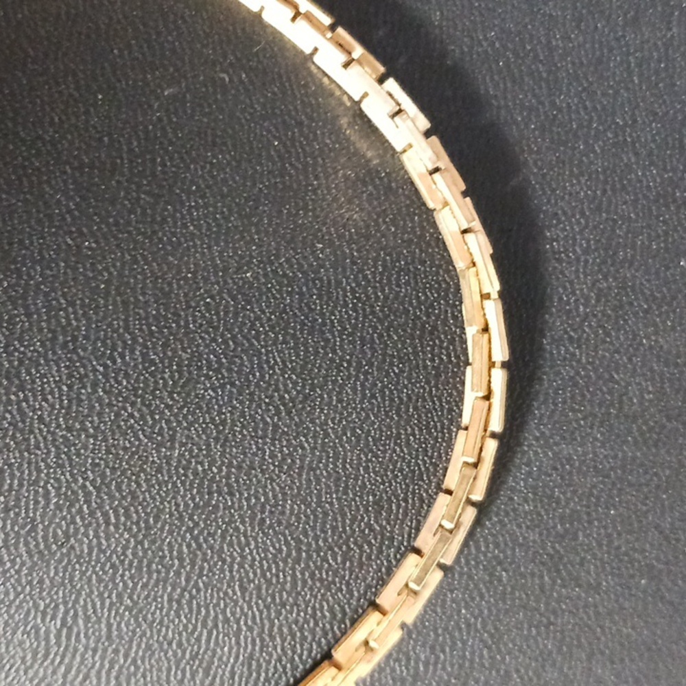 Vintage Gold Tone Brick Link Necklace Unisex 30" Total Length - Picture 2 of 5